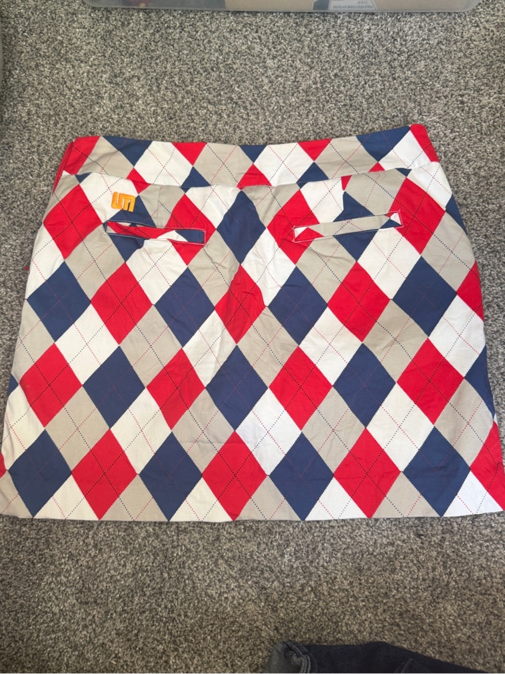 Argyle Mini Skirt in Red, Navy & Cream